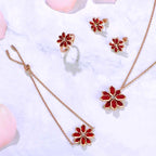 Lotus / Earrings Red Rose Gold