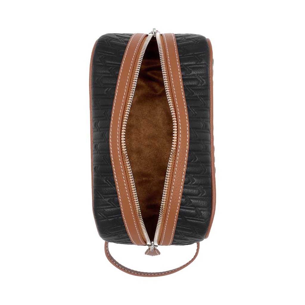 Travel Pouch Black & Tan / Silver