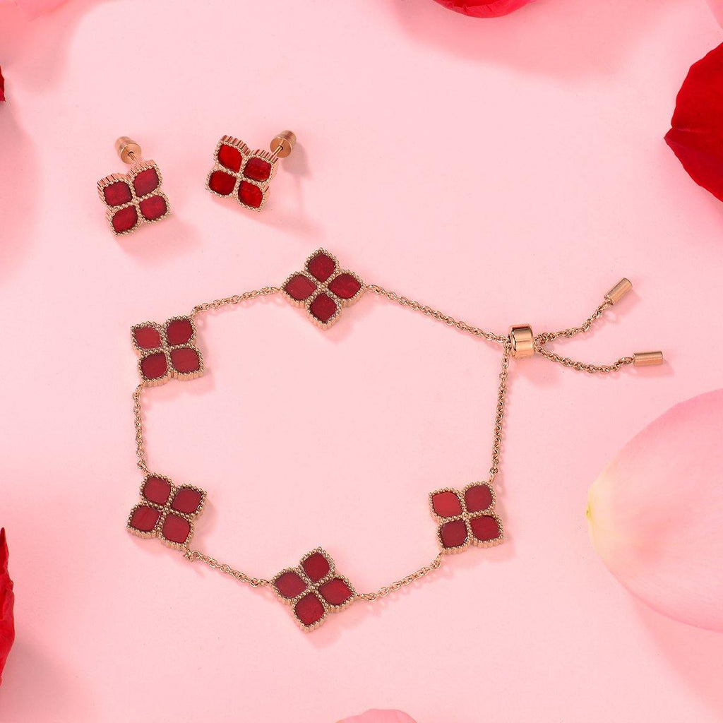 Joory / Earrings Red Rose Gold