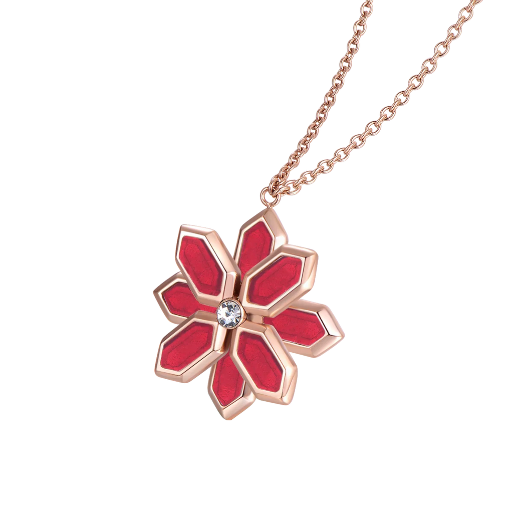 Lotus / Necklace Red Rose Gold