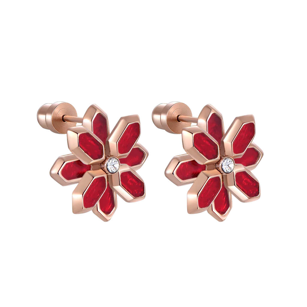 Lotus / Earrings Red Rose Gold