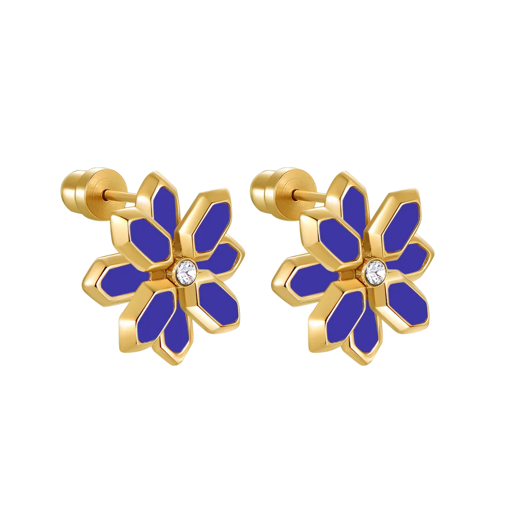 Lotus / Earrings Blue Gold