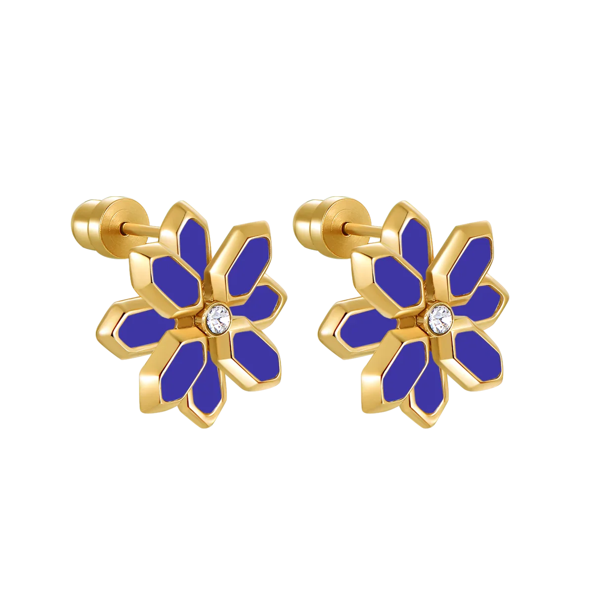 Lotus / Earrings Blue Gold