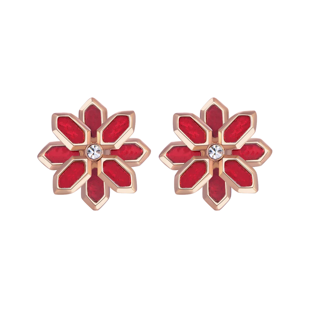 Lotus / Earrings Red Rose Gold