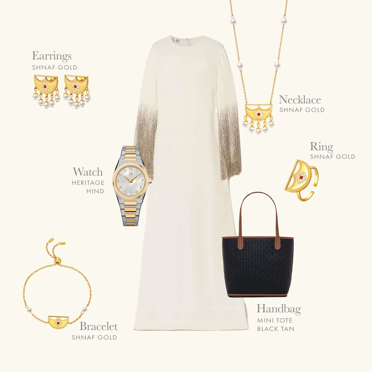 Shnaf / Necklace Pearl Gold
